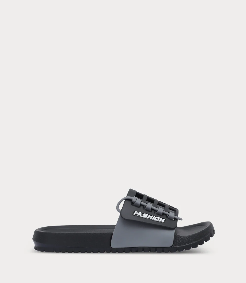 Men Casual Slipper-BLACK