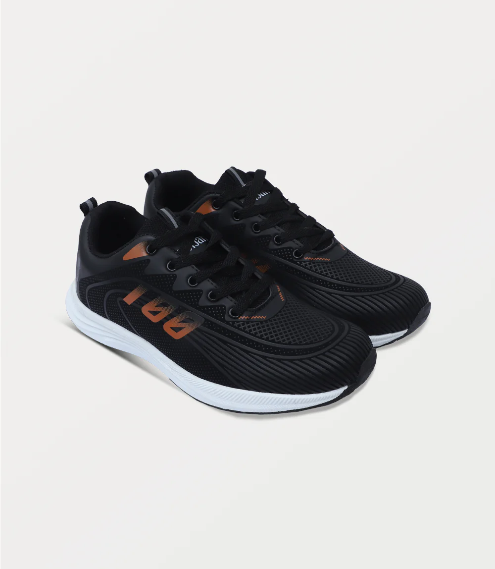 Men Sneakers-BLACK ORNG - Image 2