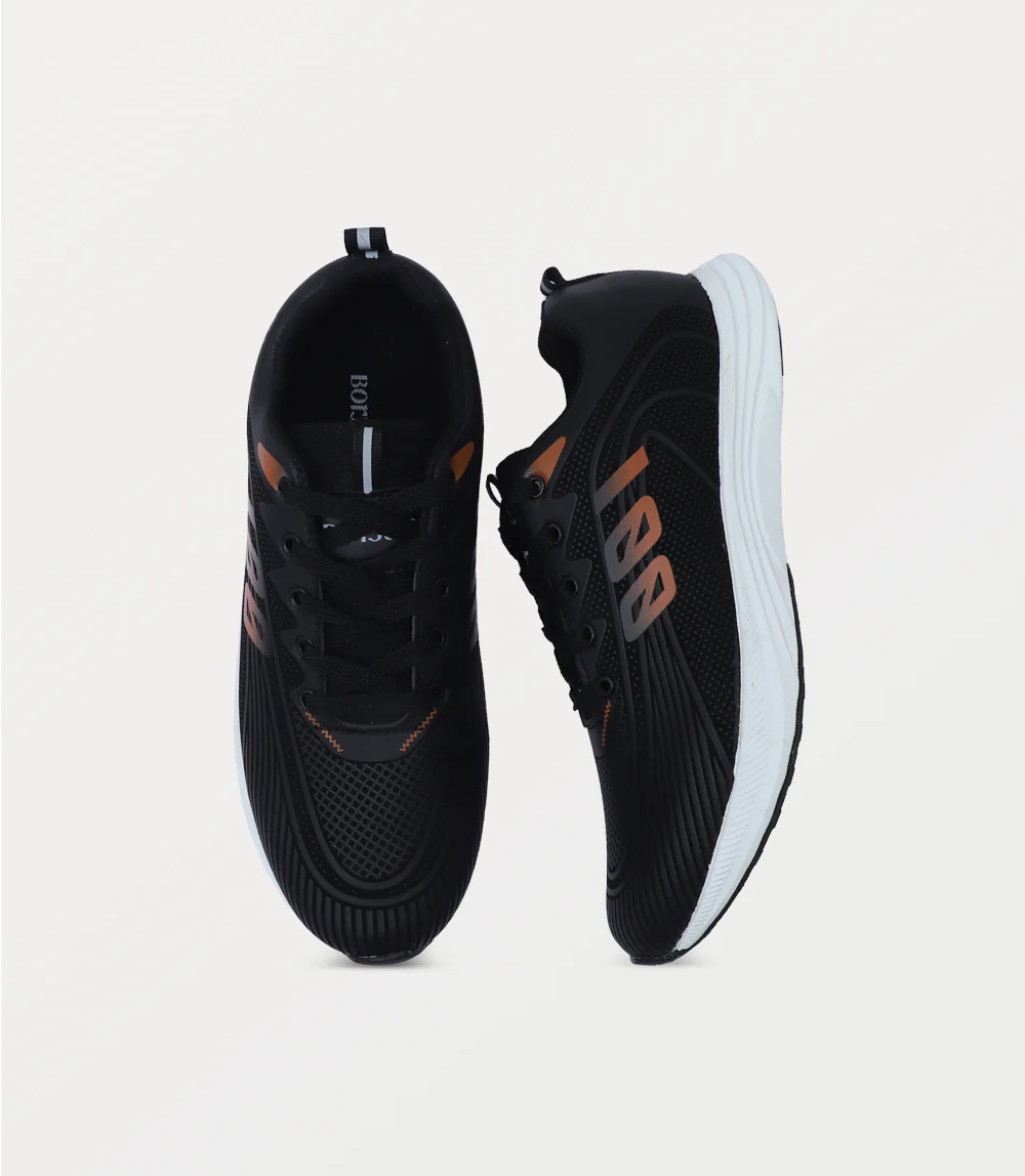 Men Sneakers-BLACK ORNG - Image 4