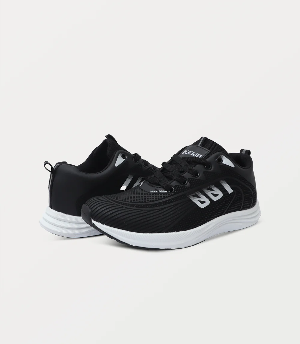 Men Sneakers-BLACK WHITE - Image 3