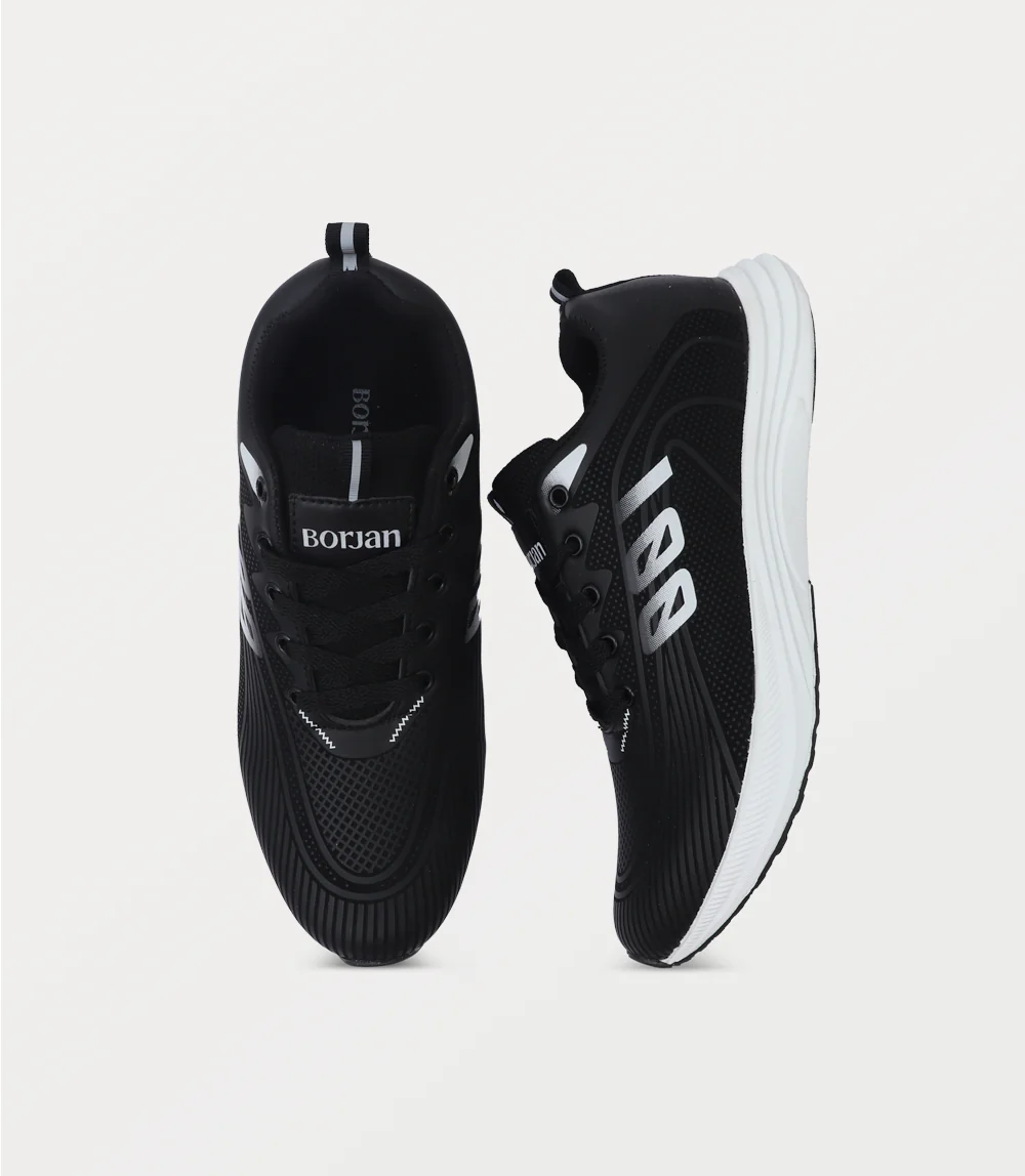 Men Sneakers-BLACK WHITE - Image 4