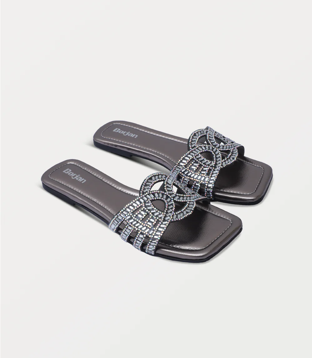 Women Flat Slipper-PEWTER - Image 2