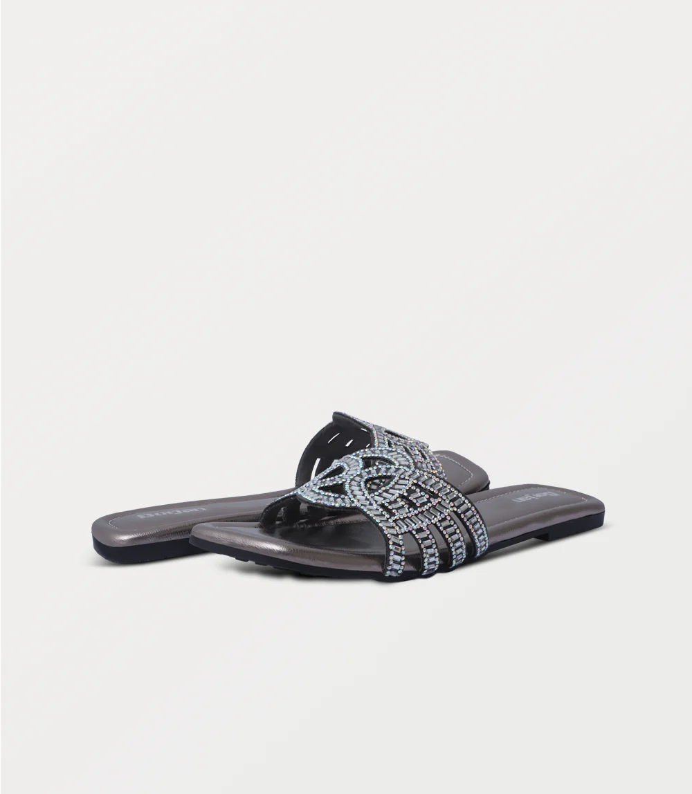 Women Flat Slipper-PEWTER - Image 3