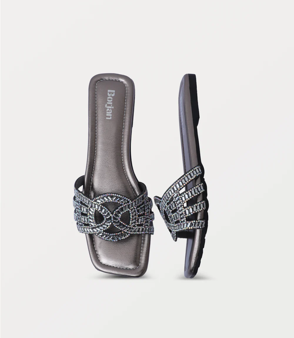 Women Flat Slipper-PEWTER - Image 4