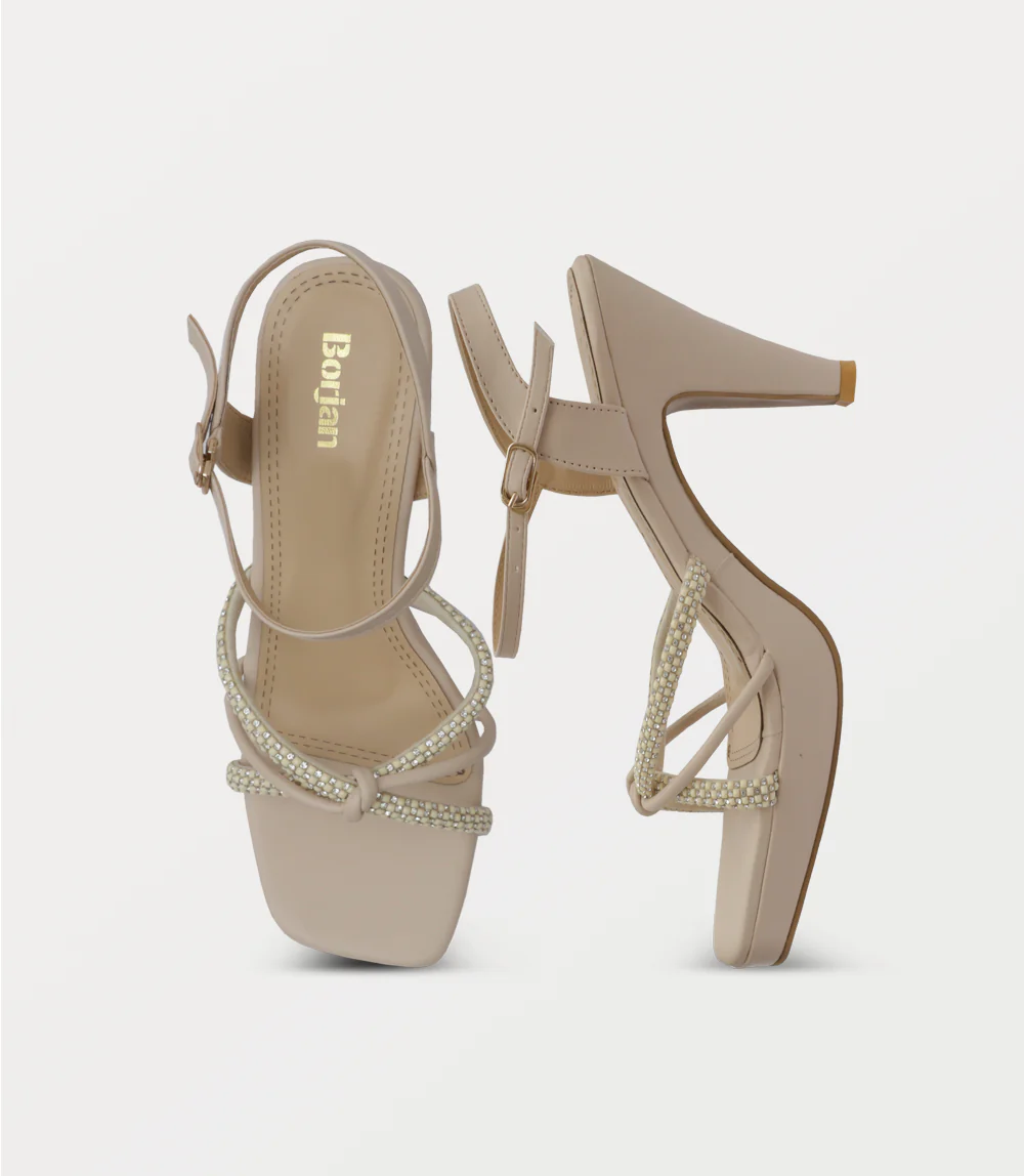 Women Sandal Heels-BEIGE - Image 4