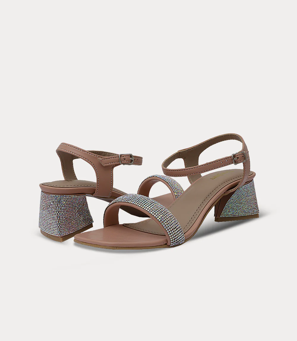 Women Sandal Heels-PEACH - Image 3