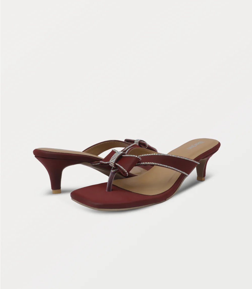 Women Chappal Heels-MAROON - Image 3