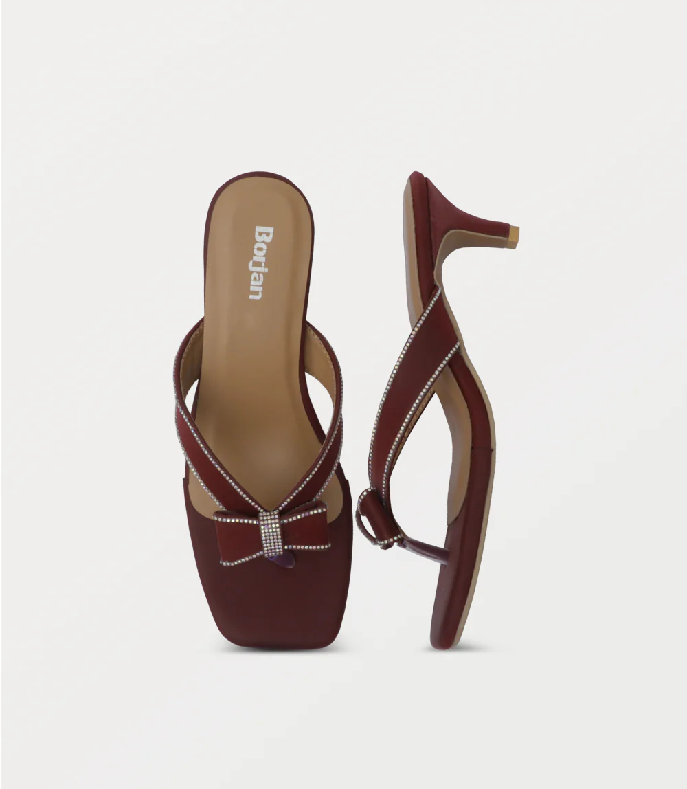 Women Chappal Heels-MAROON - Image 4