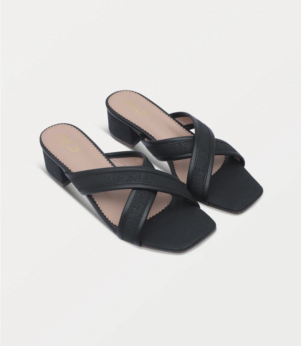 Women Slipper Heels-BLACK - Image 2