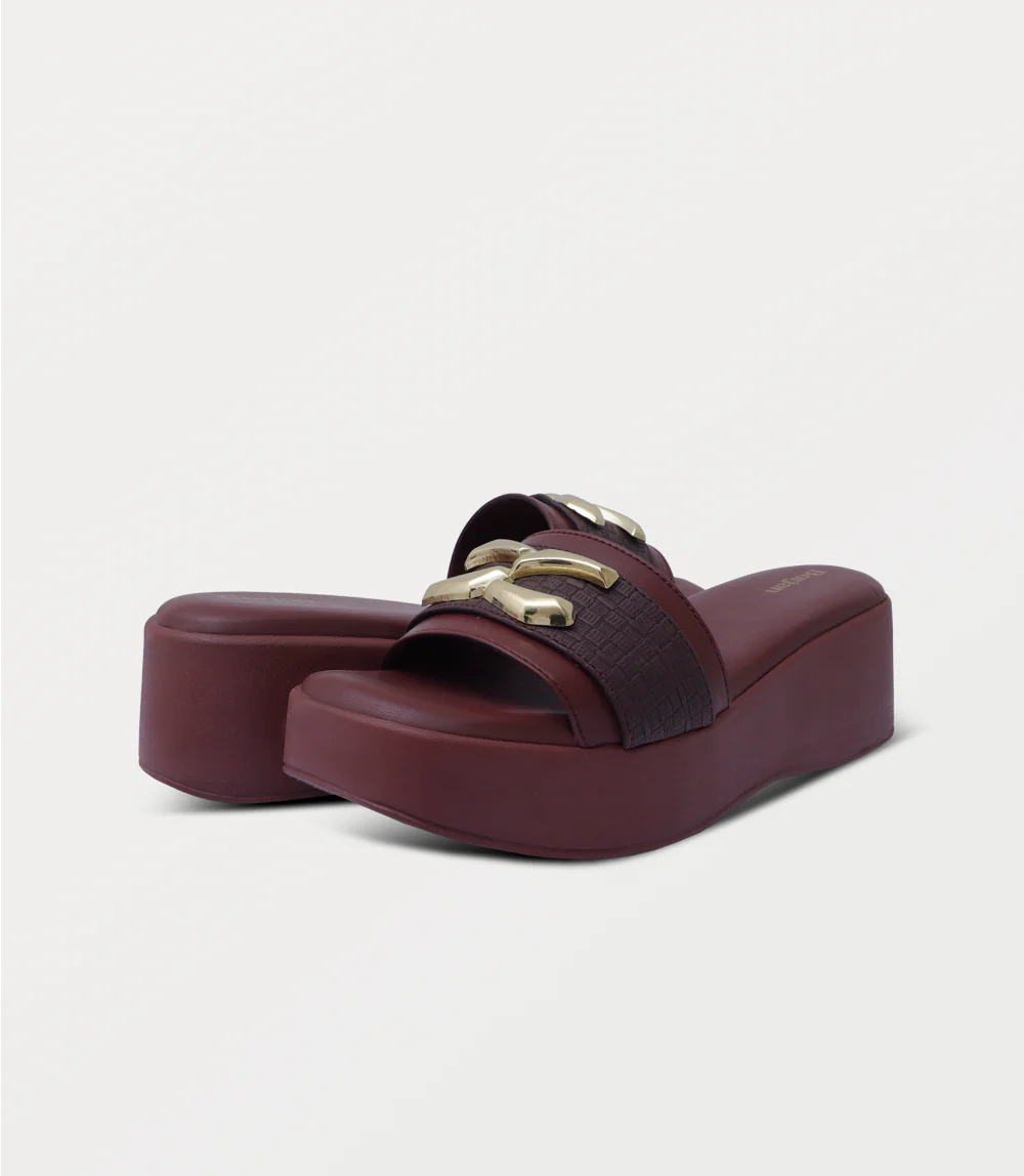 Women Platform Slipper-MAROON - Image 3