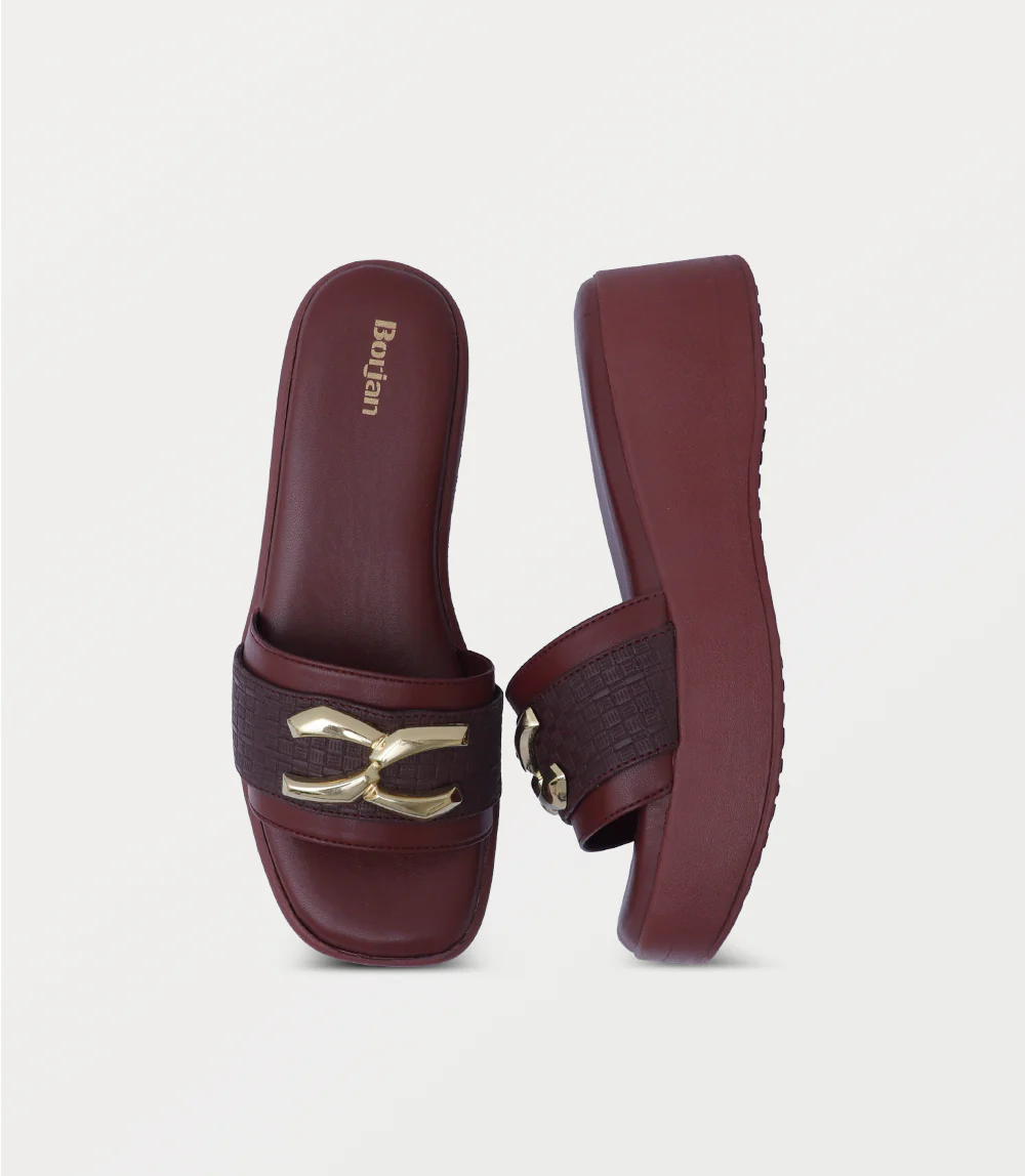 Women Platform Slipper-MAROON - Image 4