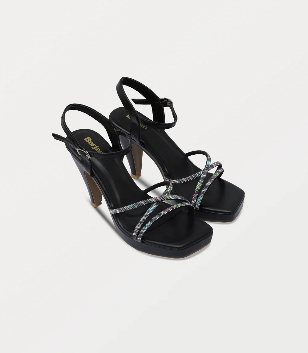 Women Sandal Heels-BLACK - Image 2