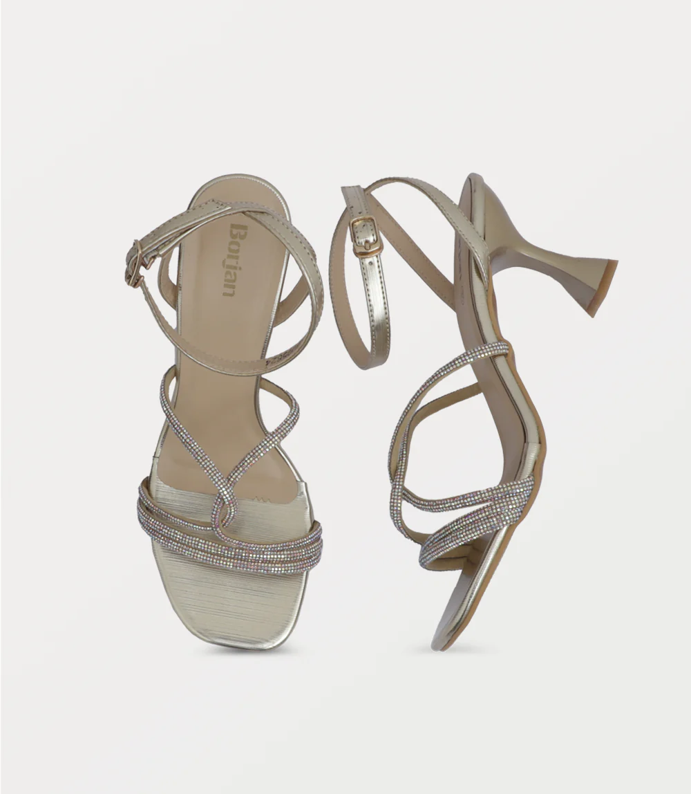 Women Sandal Heels-GOLDEN - Image 4
