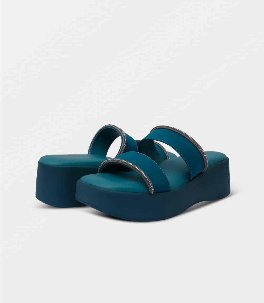 Women Platform Slipper-TEAL - Image 3