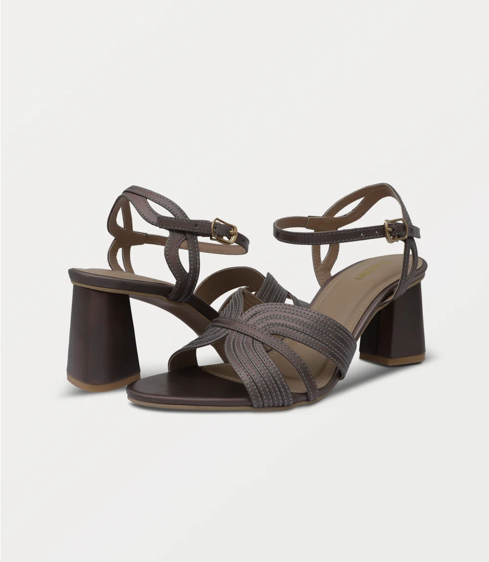 Women Sandal Heels-PEWTER - Image 3
