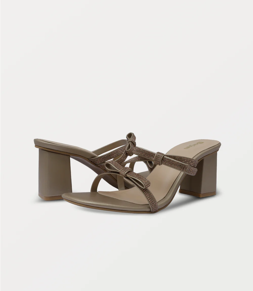Women Slipper Heels-GOLDEN - Image 3