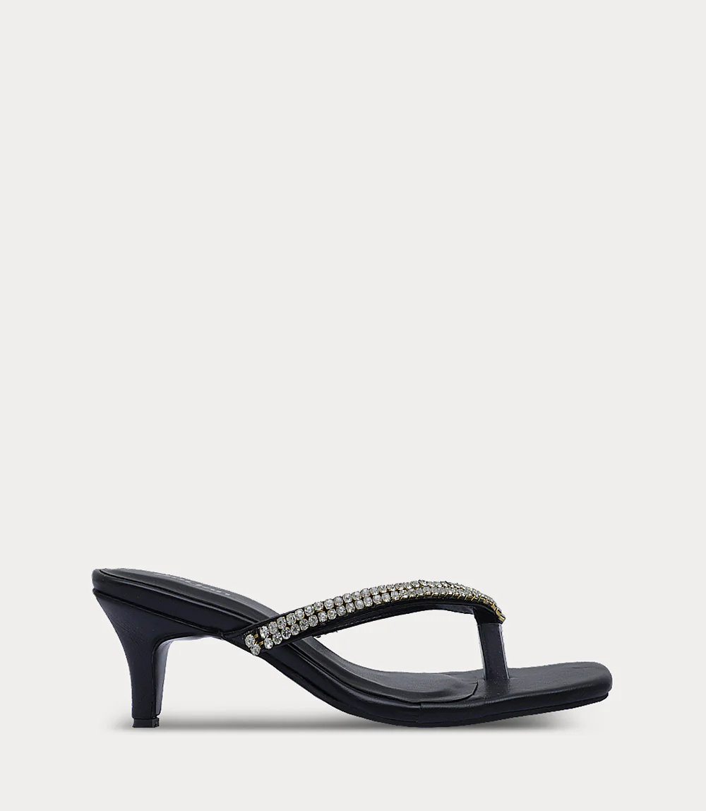 Women Chappal Heels-BLACK