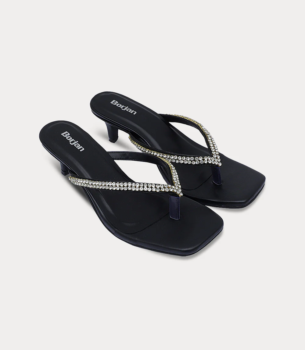 Women Chappal Heels-BLACK - Image 2