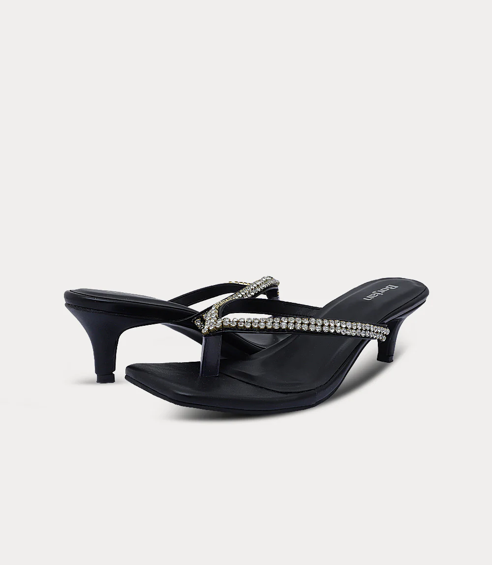 Women Chappal Heels-BLACK - Image 3