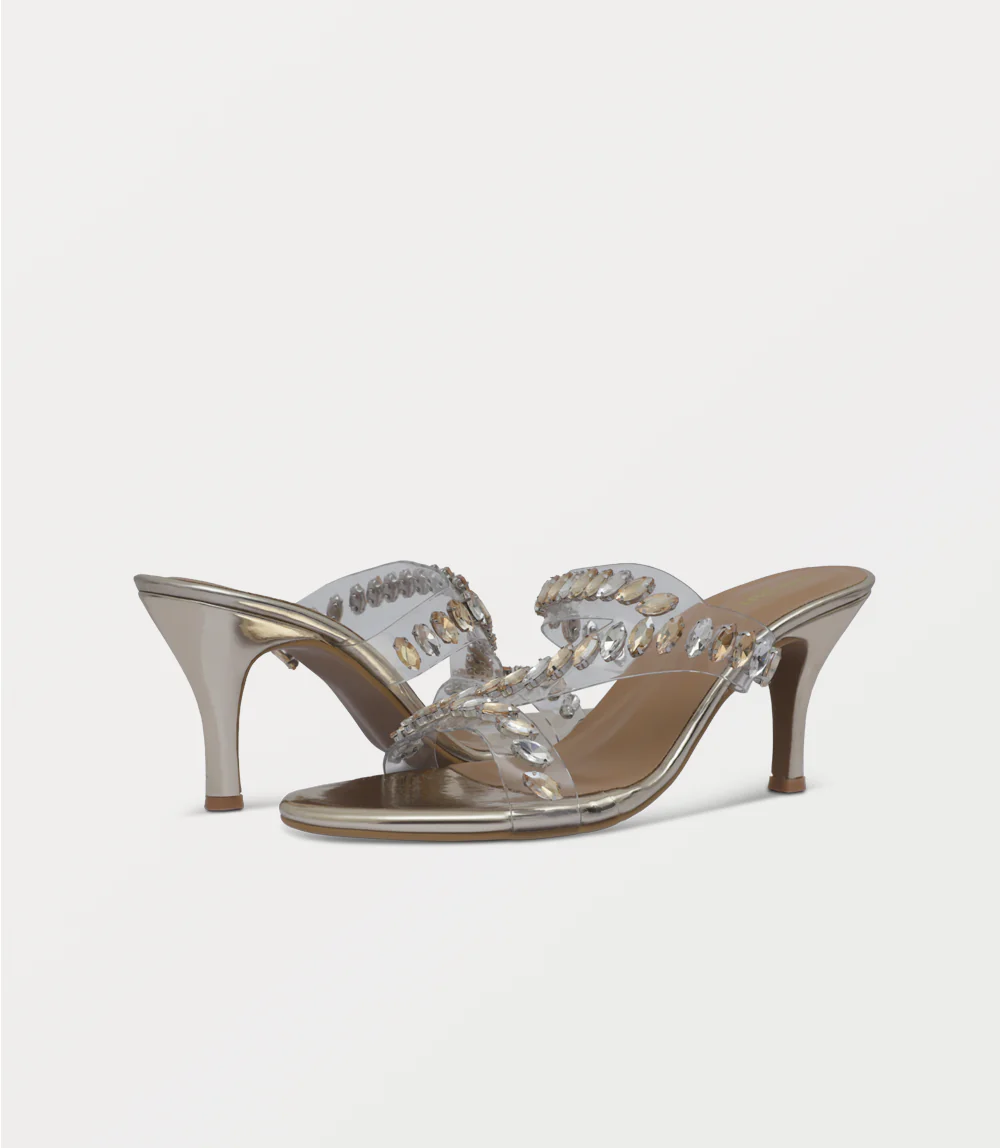 Women Slipper Heels-GOLDEN - Image 3