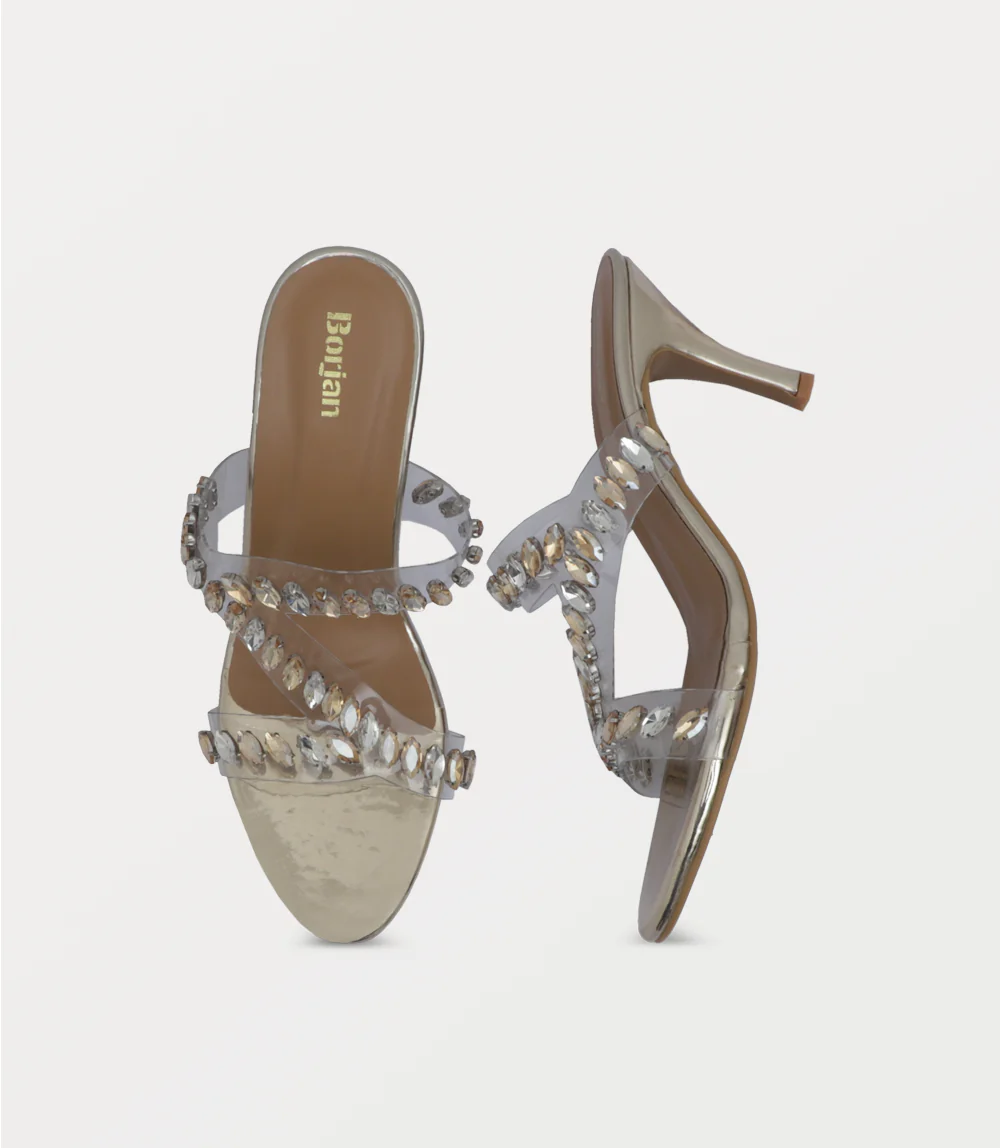 Women Slipper Heels-GOLDEN - Image 4