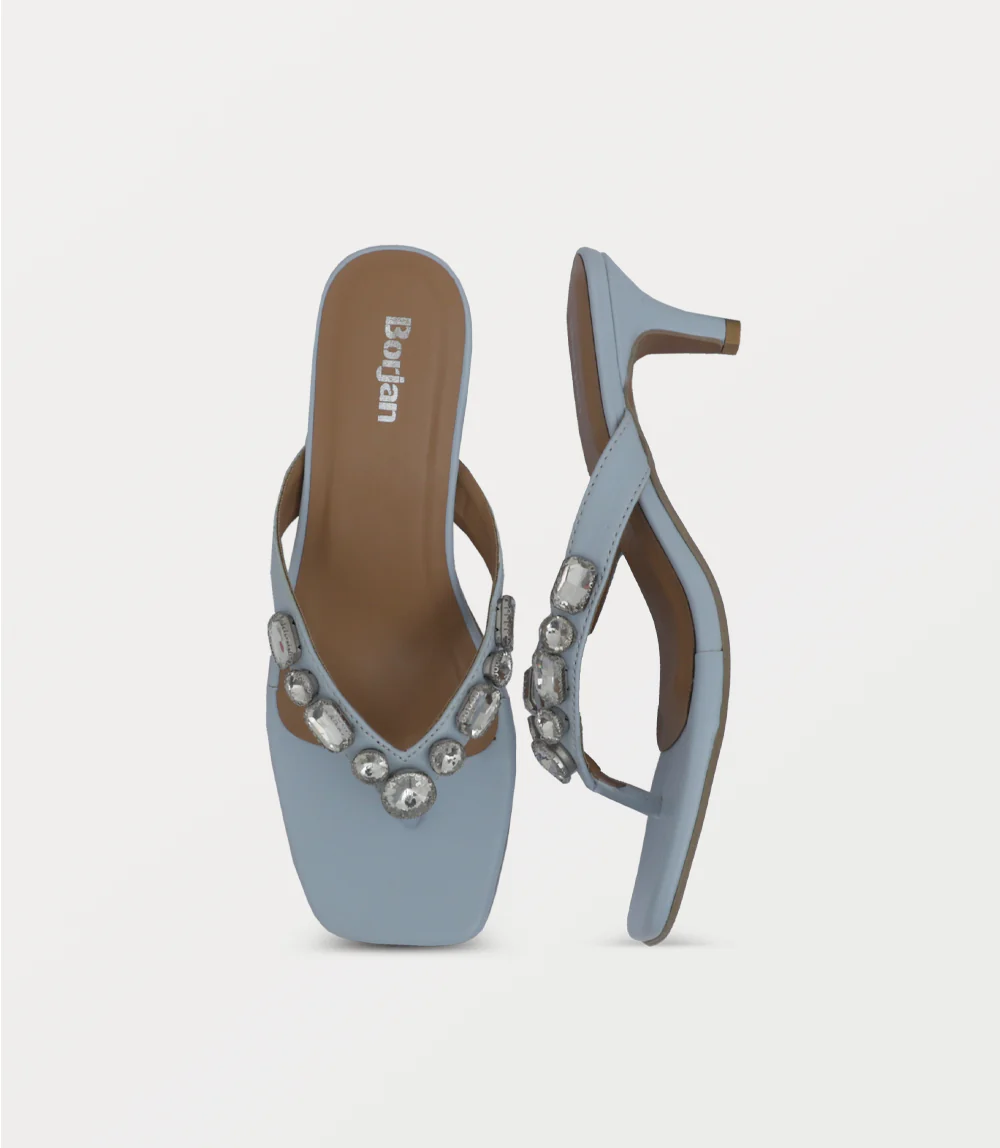 Women Chappal Heels-ICE BLUE - Image 4