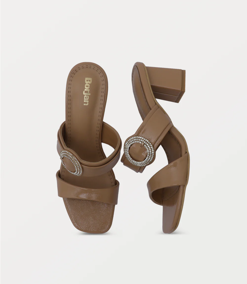 Women Slipper Heels-KHAKI - Image 4
