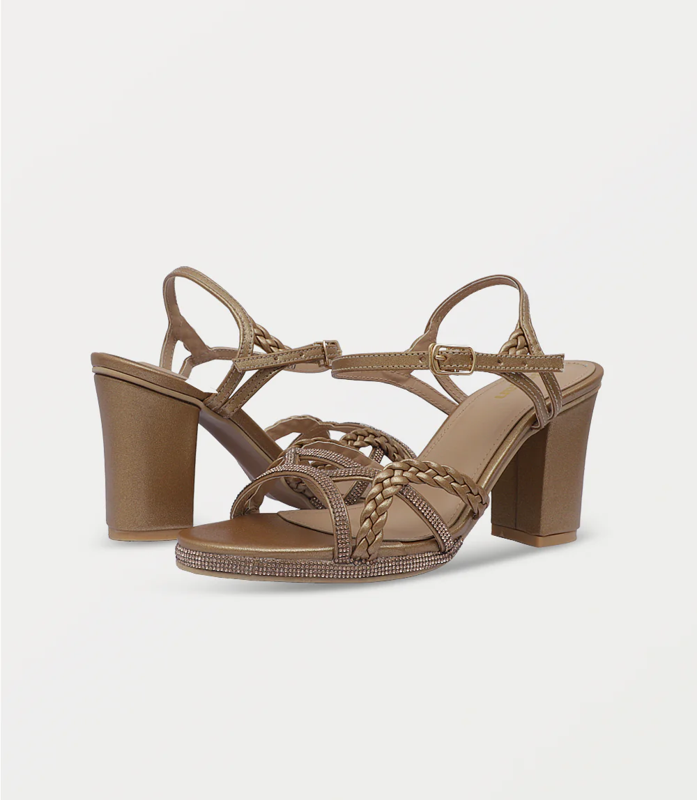 Women Sandal Heels-GOLDEN - Image 3