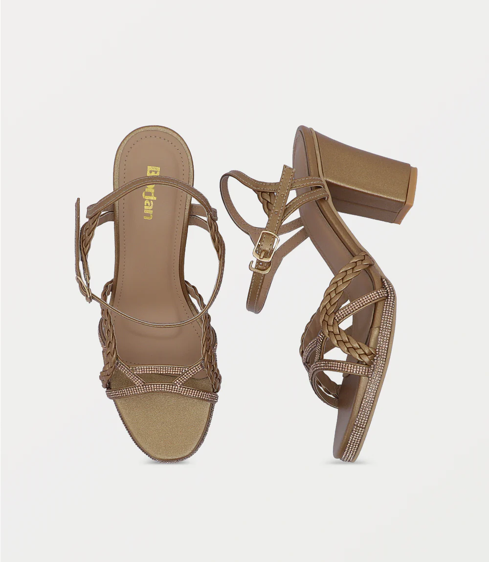 Women Sandal Heels-GOLDEN - Image 4