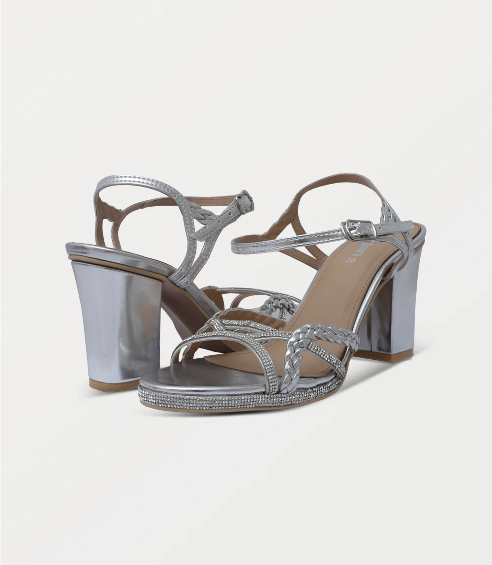 Women Sandal Heels-SILVER - Image 3
