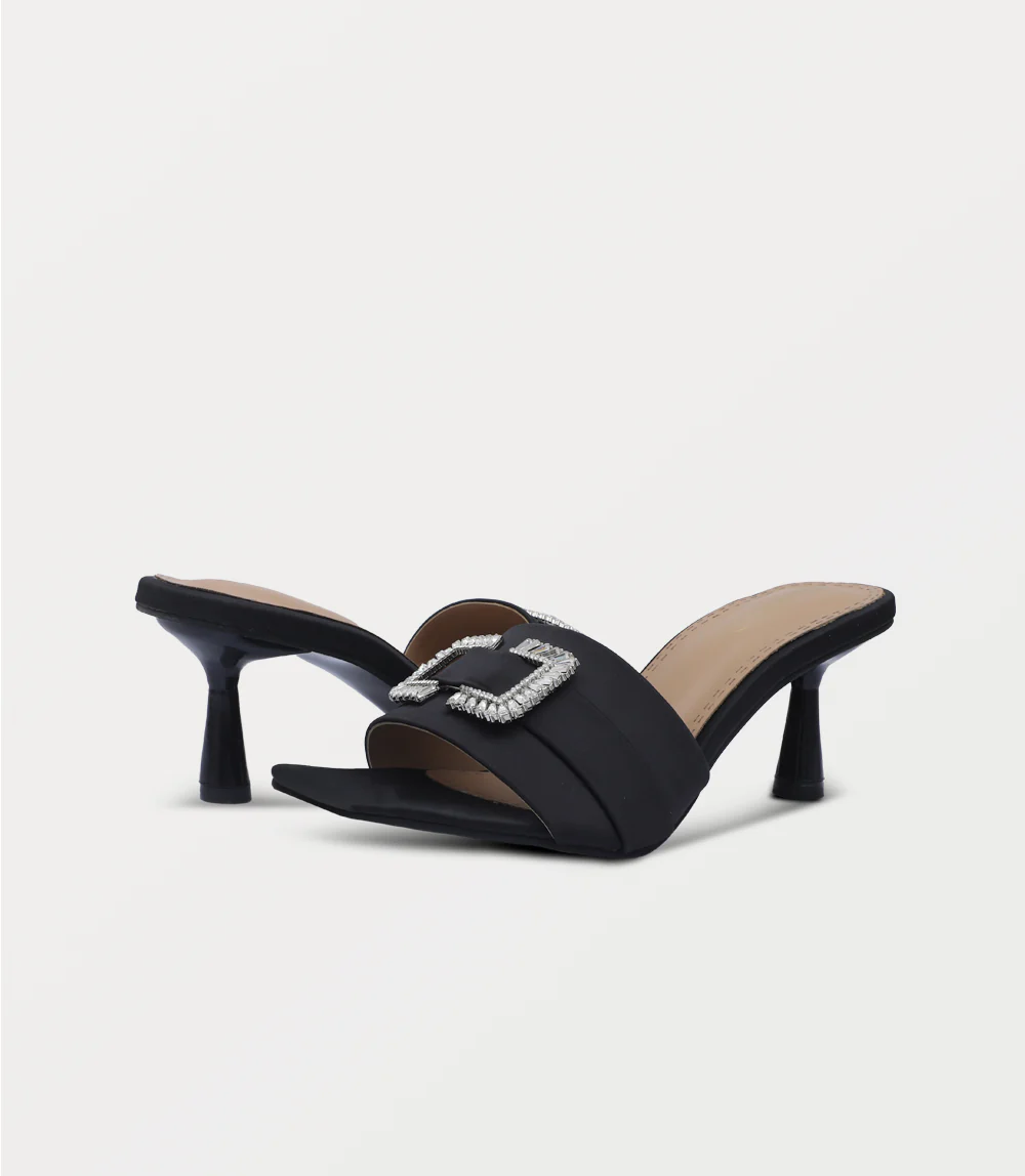 Women Slipper Heels-BLACK - Image 3