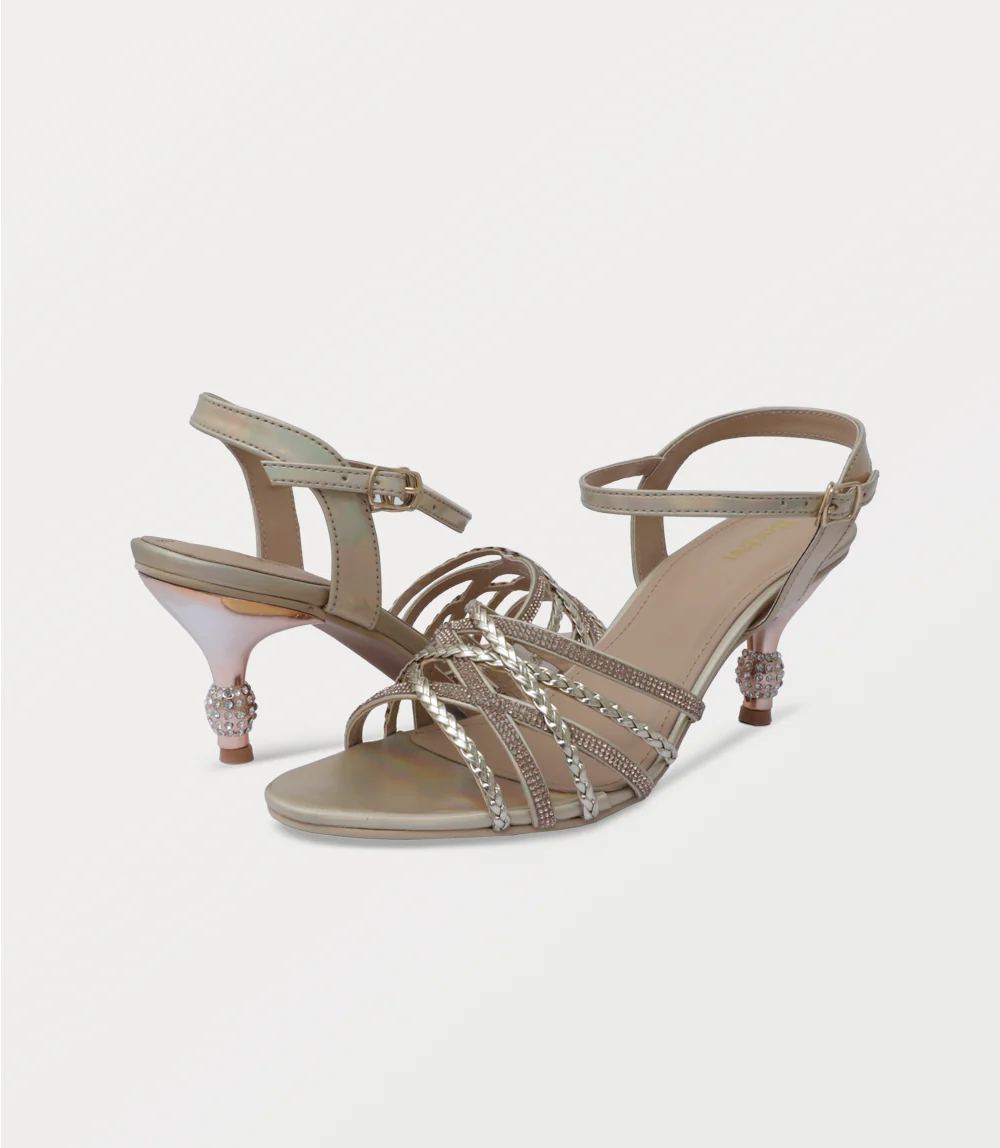 Women Sandal Heels-GOLDEN - Image 3