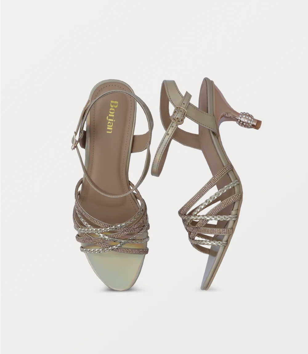 Women Sandal Heels-GOLDEN - Image 4
