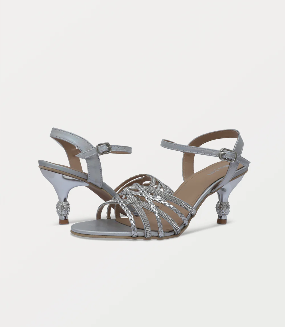 Women Sandal Heels-SILVER - Image 3