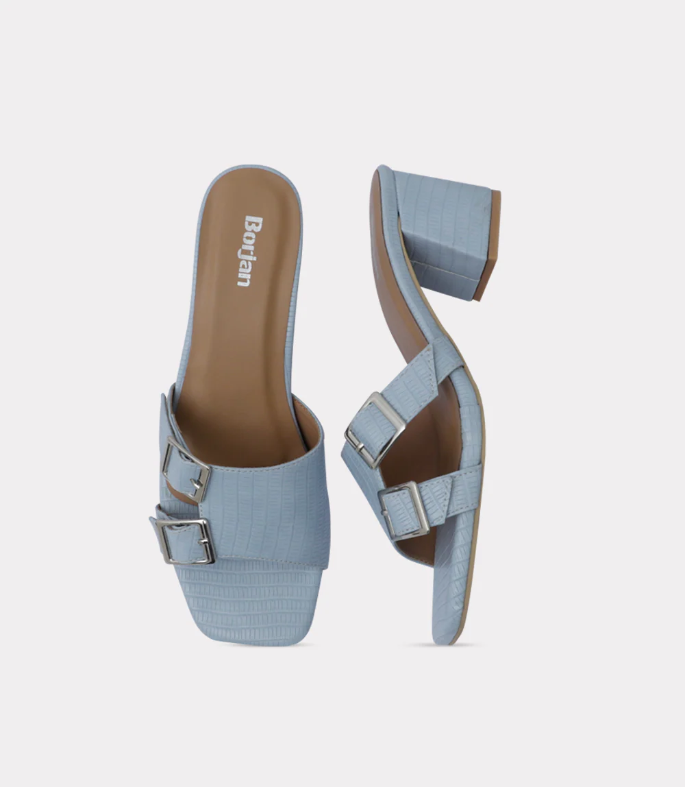 Women Slipper Heels-LIGHT BLUE - Image 4