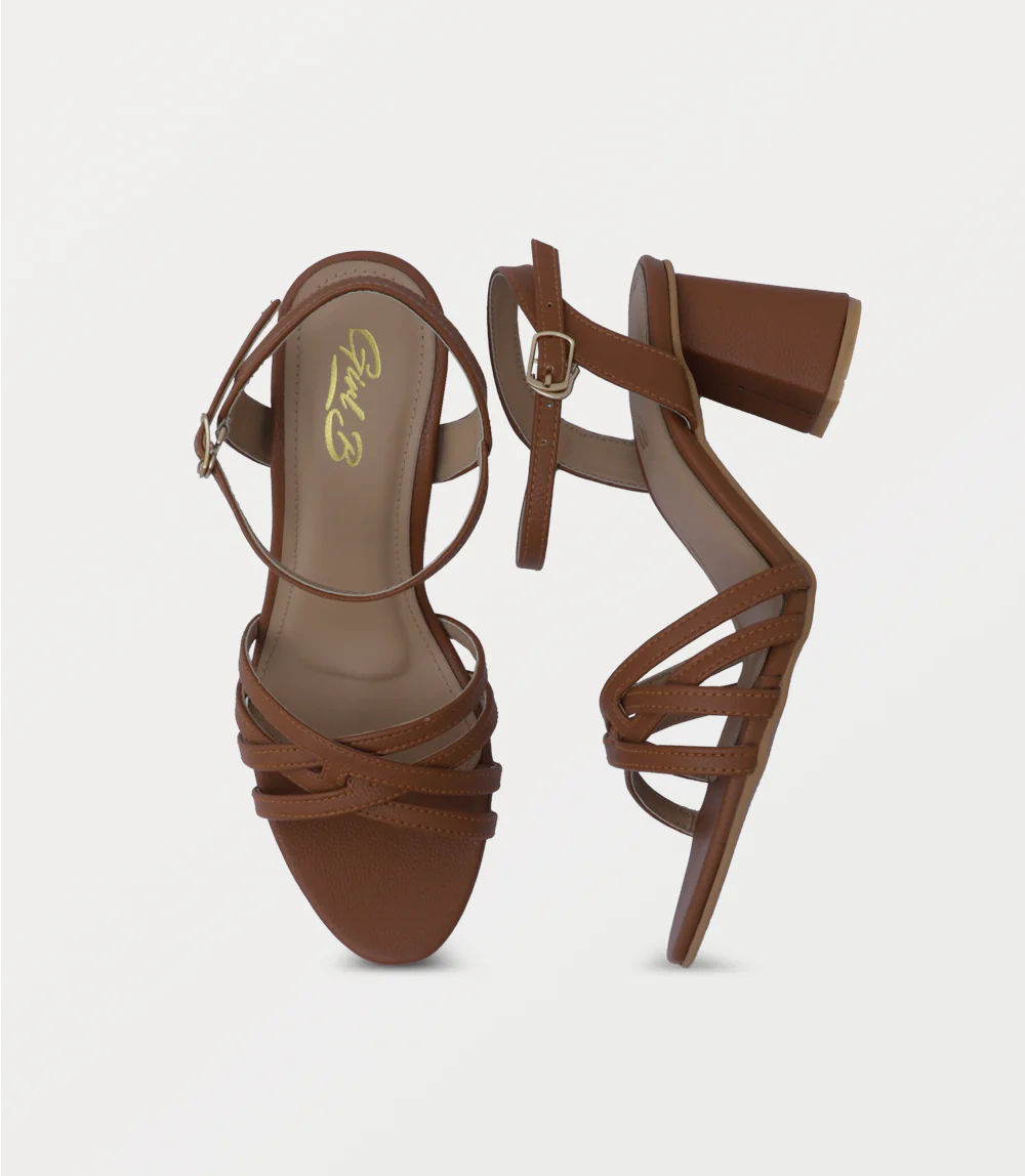 Women Sandal Heels-TAN - Image 4