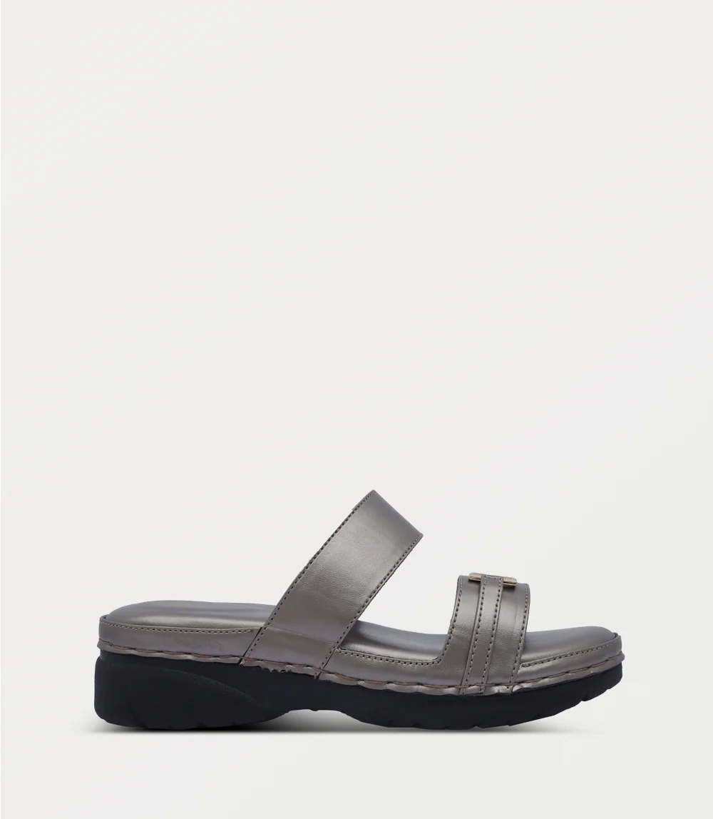 Women Comfort Slipper-GUN METAL