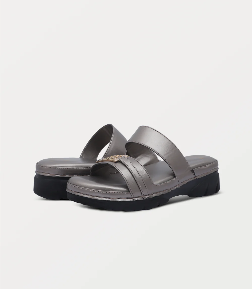Women Comfort Slipper-GUN METAL - Image 3