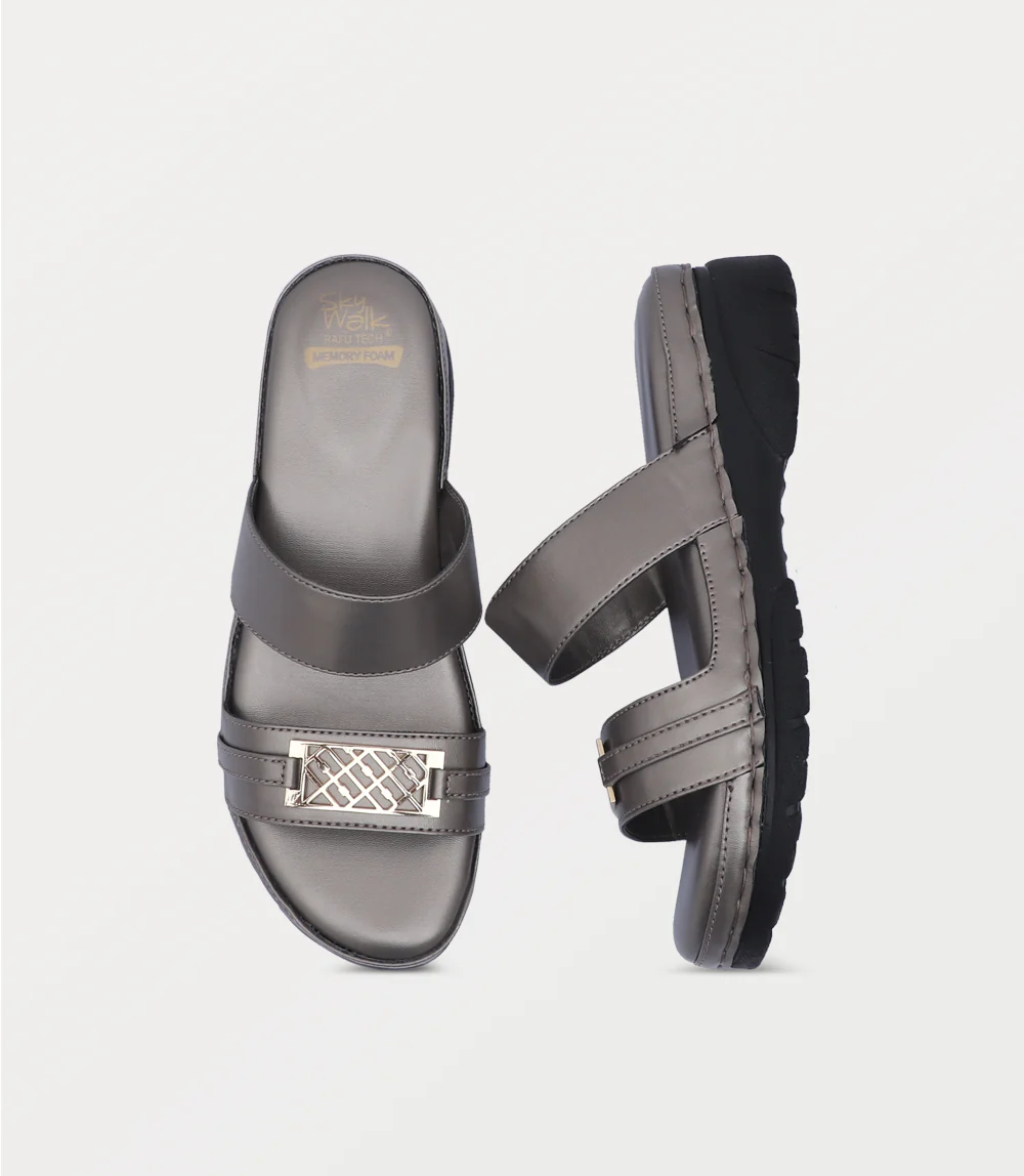 Women Comfort Slipper-GUN METAL - Image 4