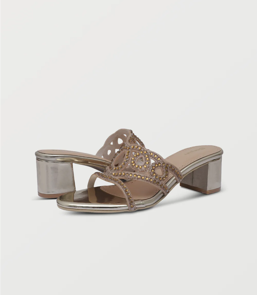 Women Slipper Heels-GOLDEN - Image 3