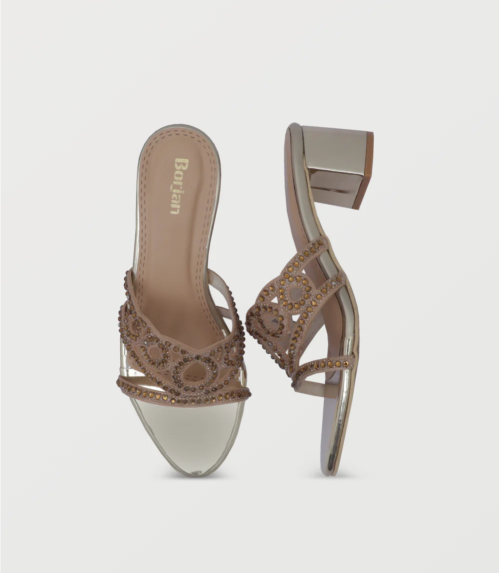 Women Slipper Heels-GOLDEN - Image 4