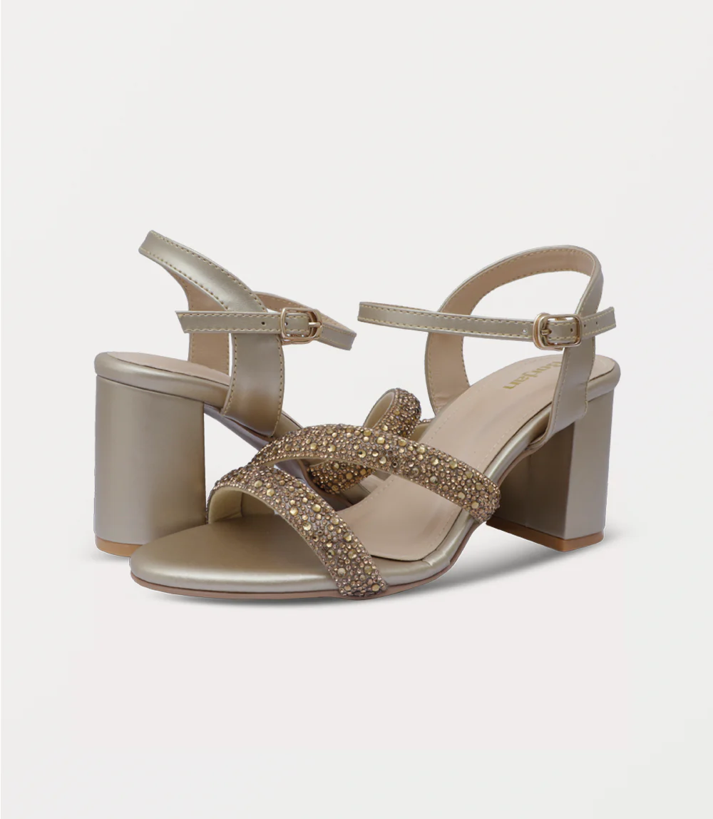 Women Sandal Heels-GOLDEN - Image 3