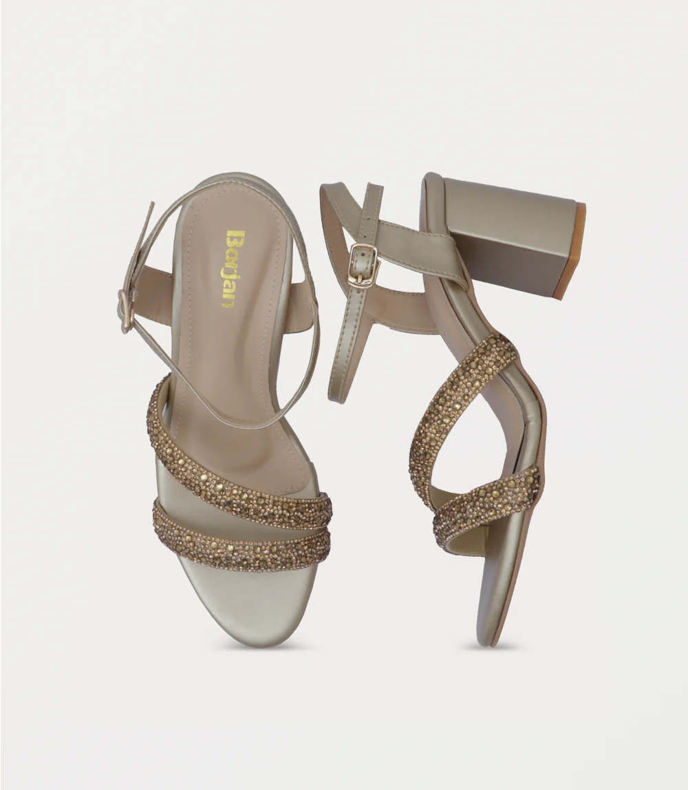 Women Sandal Heels-GOLDEN - Image 4