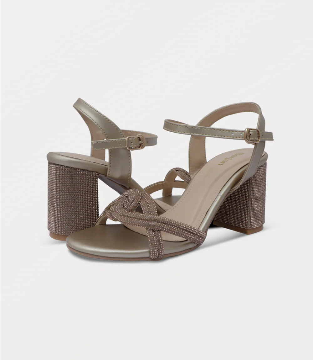 Women Sandal Heels-GOLDEN - Image 3
