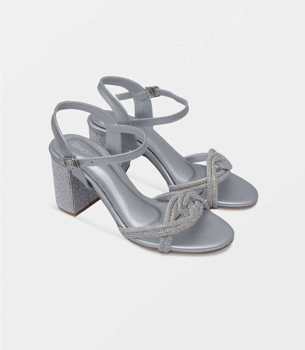 Women Sandal Heels-SILVER - Image 2