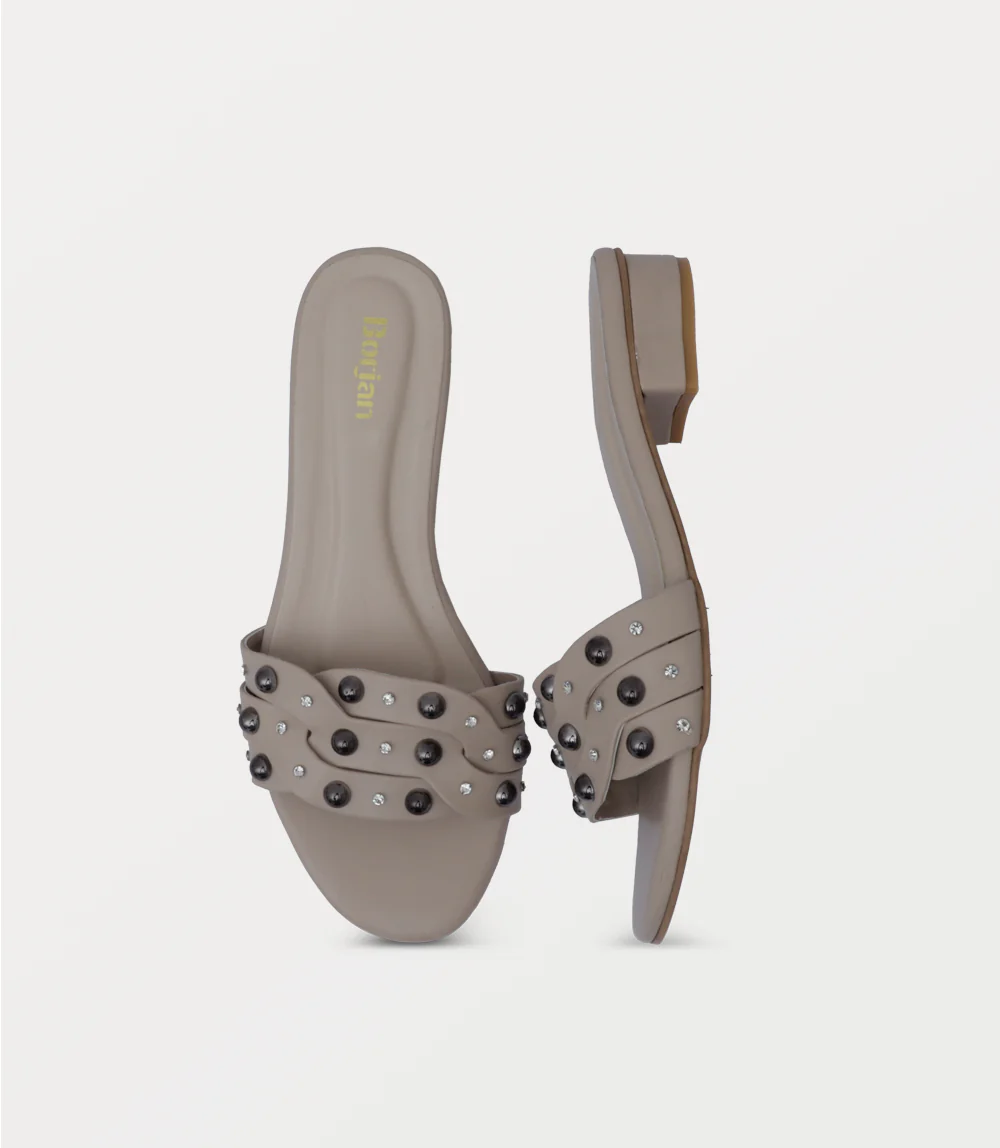 Women Slipper Heels-GREY - Image 4