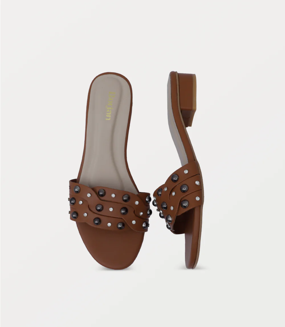 Women Slipper Heels-TAN - Image 4