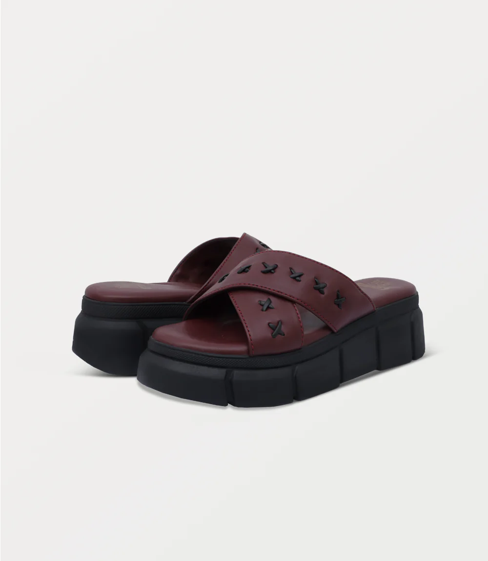 Women Platform Slipper-MAROON - Image 3