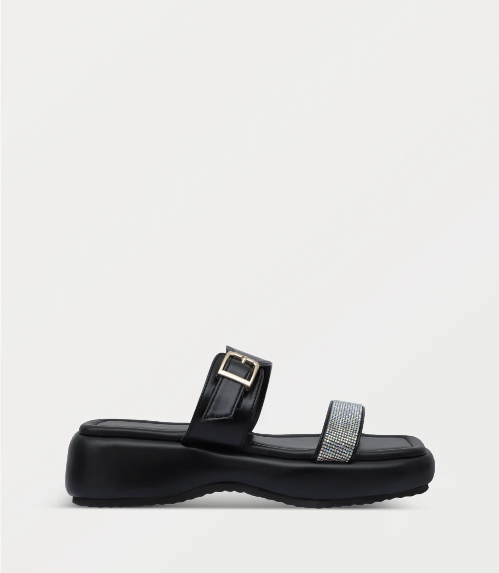 Women Platform Slipper-BLACK