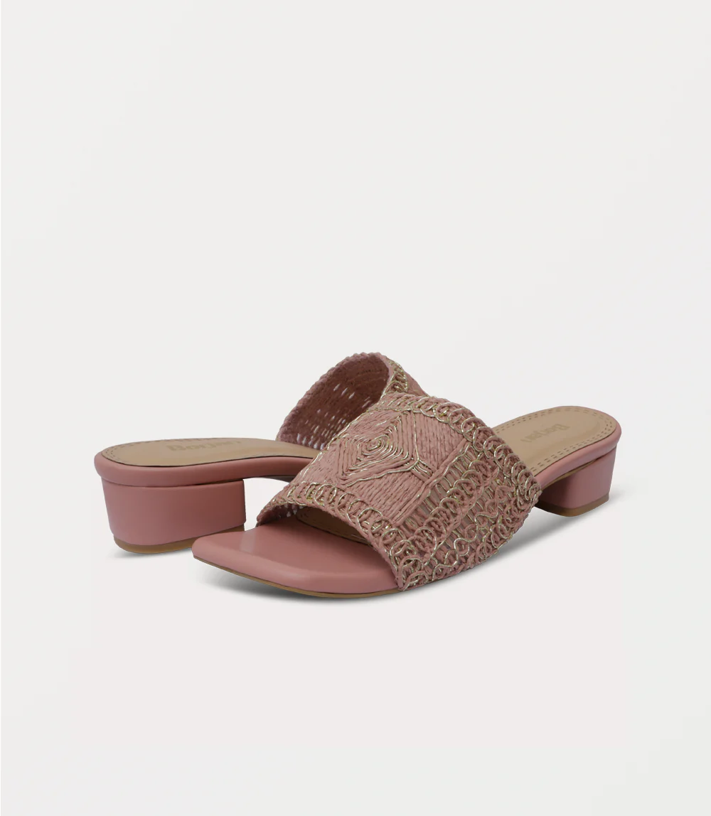 Women Slipper Heels-TEA PINK - Image 3